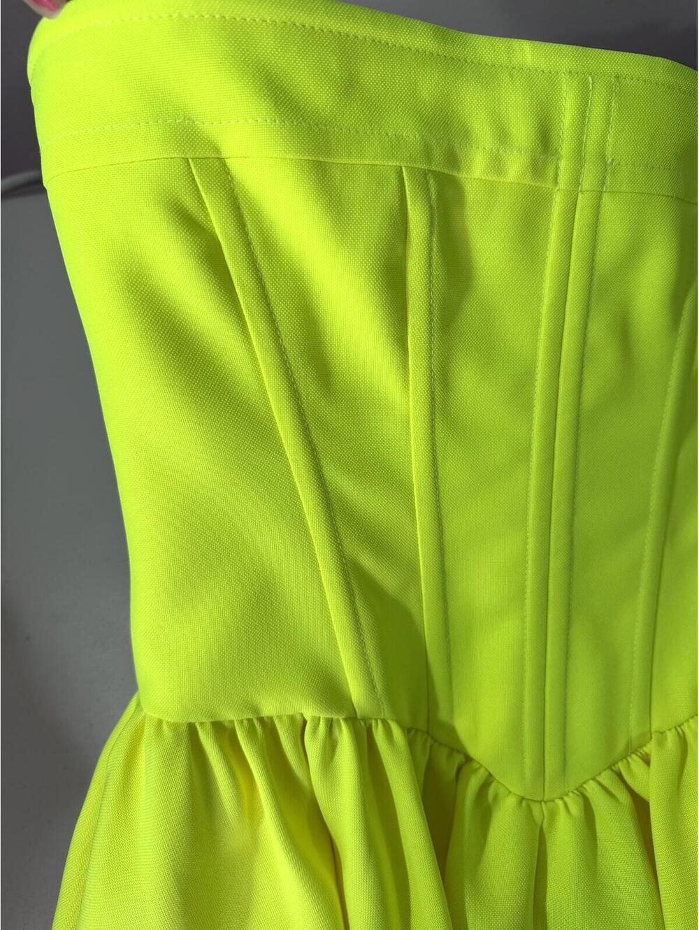 $1170 NWT Philosophy di Lorenzo Serafini Strapless Neon Yellow Dress US 6 IT 42 - Picture 6 of 9